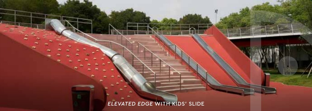 Elevated edge with kids slide